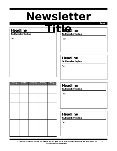 Free Weekly Newsletter Templates For Teachers