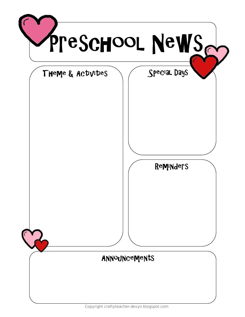 Newsletter Templates For Teachers Preschool