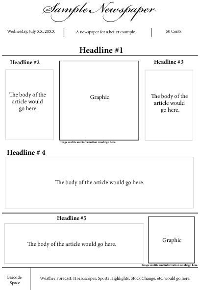 Newspaper Front Page Layout Design